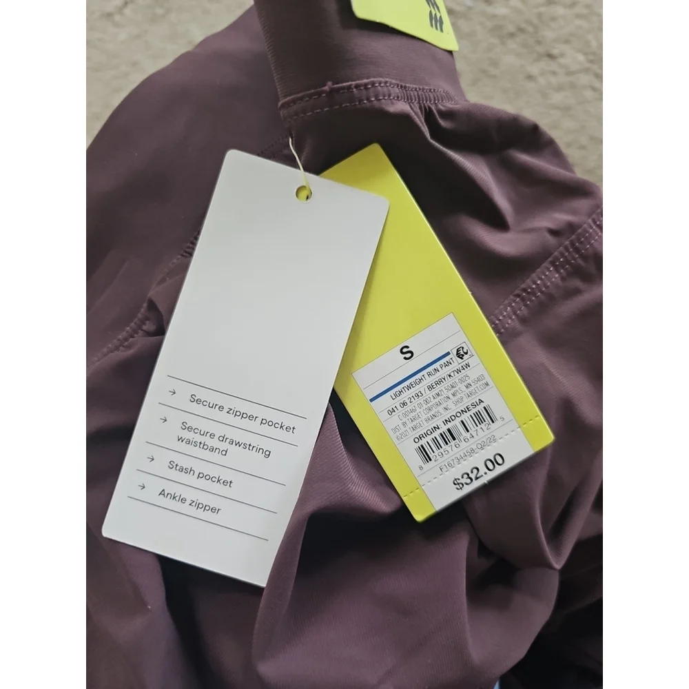 All In Motion Men's Lightweight Run Pants - Small Mulberry